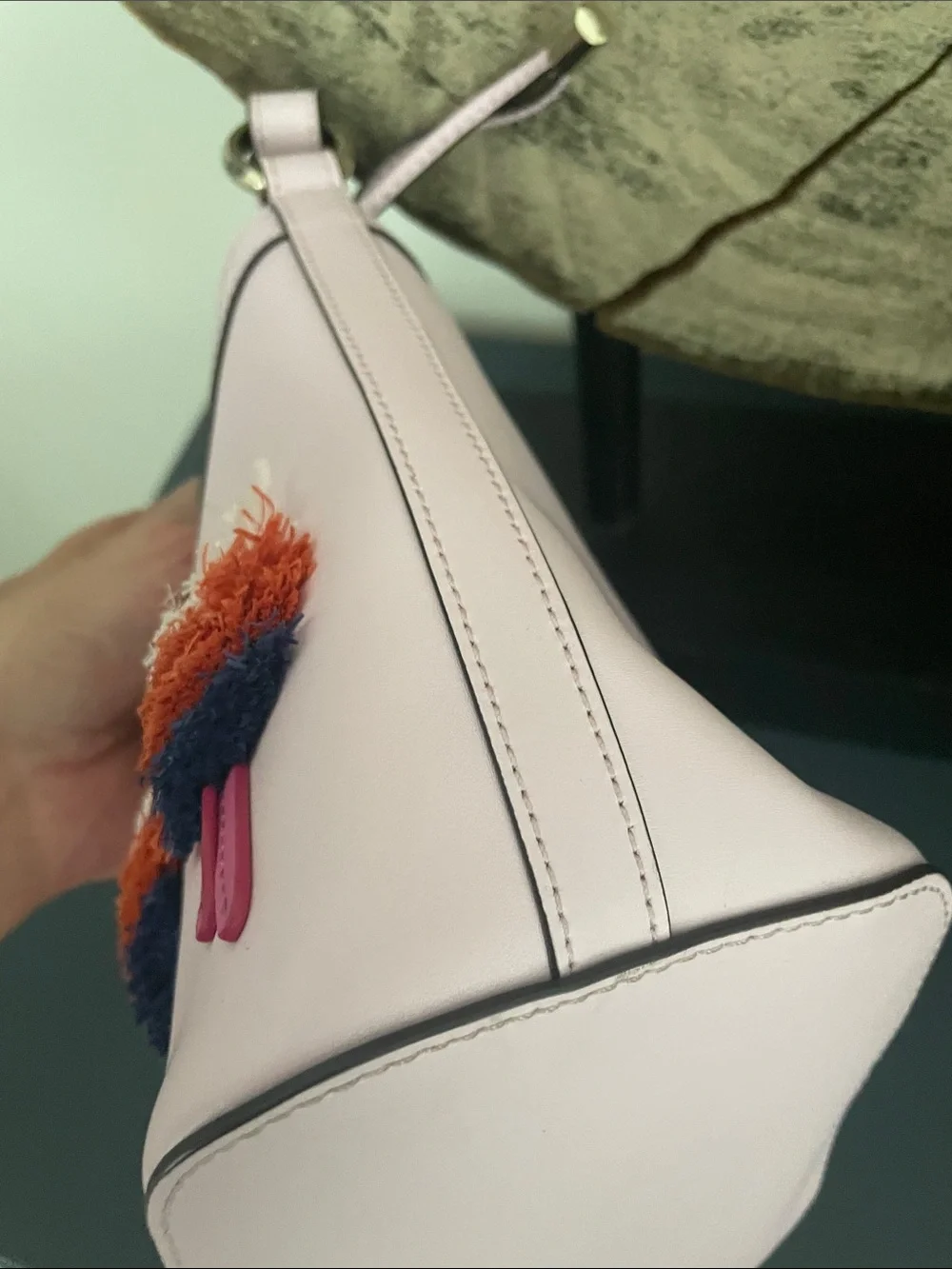 Kate Spade Pippa Flock Party Parrot pink Appliqué Satchel/crossbody NWOT